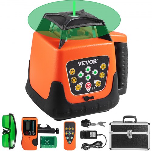 Rotary Laser Level Kit, 360 Degree Rotary Scanning, 500M/1640 FT Measuring Range, Self-Leveling Rotary Laser Level System Kit, Carrying Case Included, for Construction Project, Green Beam
