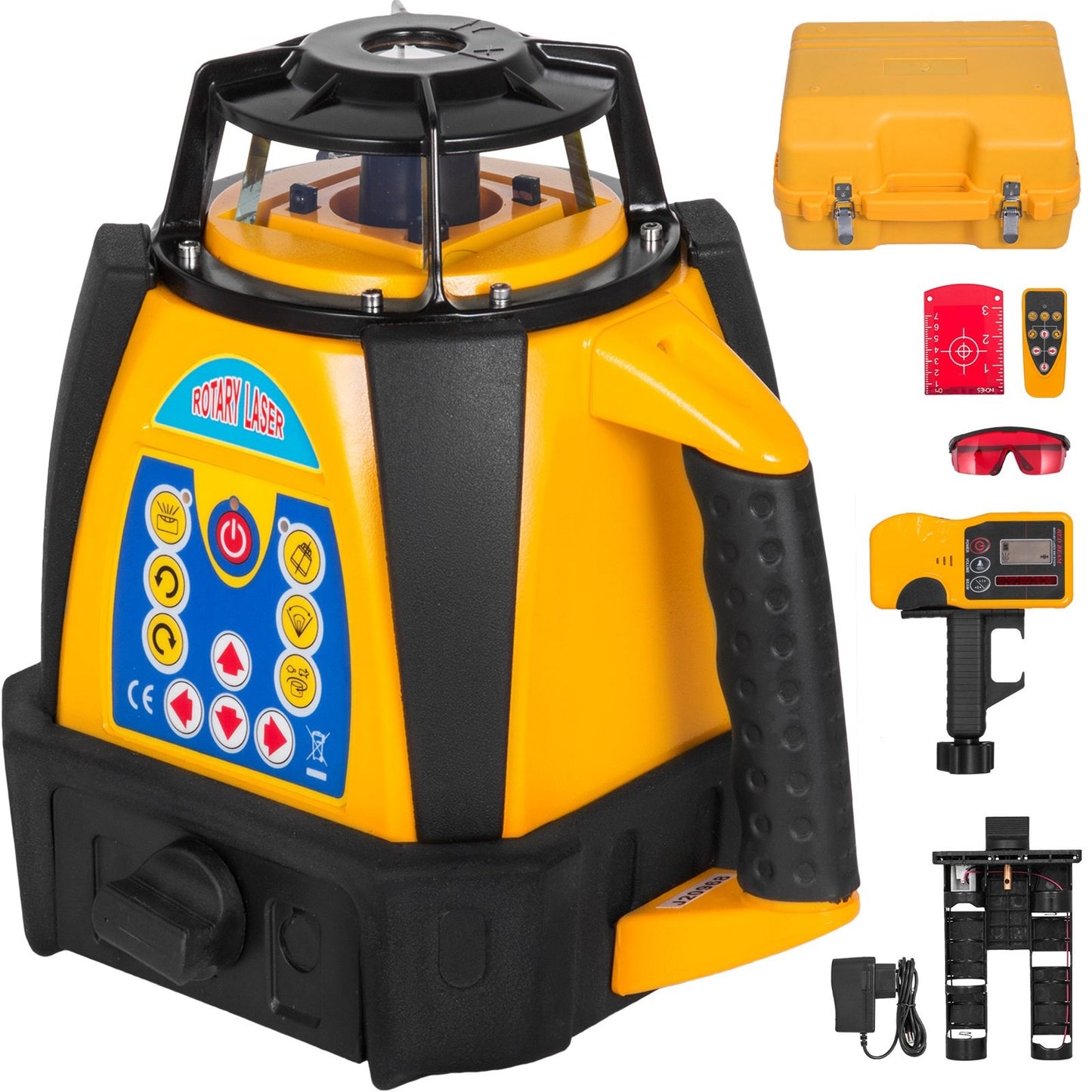 Digital Self-Leveling Rotary Laser Kit Red Beam Precise Construction 500M Range with Remote Control & Receiver