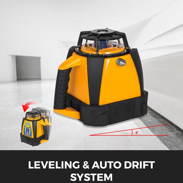 Digital Self-Leveling Rotary Laser Kit Red Beam Precise Construction 500M Range with Remote Control & Receiver