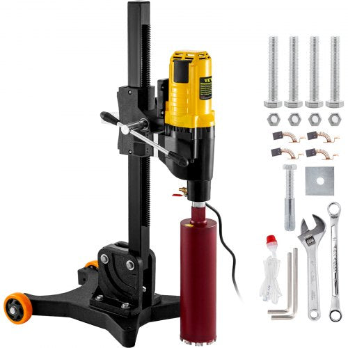 Core Drill Machine 305 MM 12 Inch Core Drill Rig Powerful Rugged Diamond Concrete Core Drill 220V 500 r/min Core Drill Rig with Stand Tool Wet Dry Concrete Brick Block Drilling 4800W with Wheels