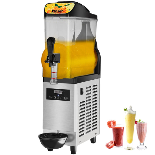 Commercial Slushy Machine, 12L / 3.2 Gal Single Bowl, 24 Cups Output, 220V 550W Stainless Steel Margarita Smoothie Frozen Drink Maker, Slushie Machine for Party Cafes Restaurants Bars Home Use