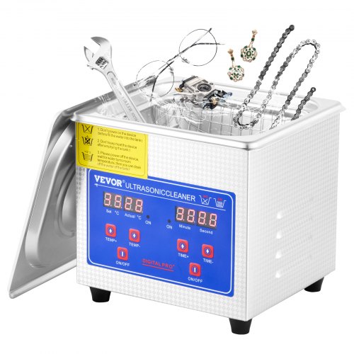 1.3L Ultrasonic Cleaner Machine Stainless Steel Ultrasonic Cleaning Machine Digital Heater Timer Jewelry Cleaning for Commercial Personal Home Use(1.3L)