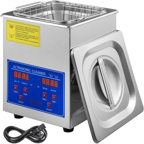 2L Ultrasonic Cleaner Stainless Steel Ultrasonic Cleaner Digital Heater Timer Jewelry Cleaning for Commercial Personal Home Use(2L)