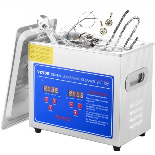 3L Ultrasonic Cleaner Machine Stainless Steel Ultrasonic Cleaning Machine Digital Heater Timer Jewelry Cleaning for Commercial Personal Home Use(3L)
