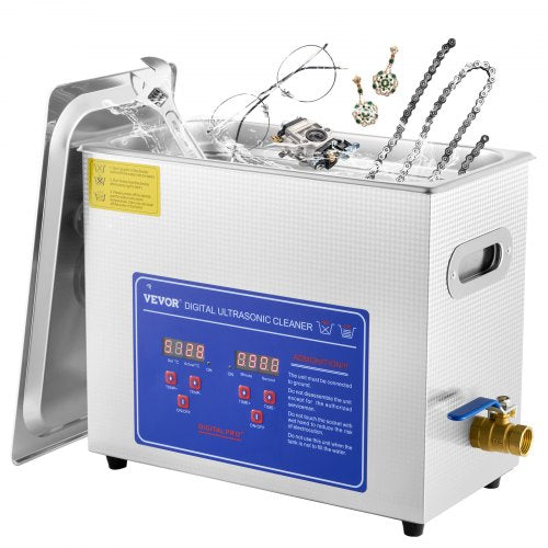 Ultrasonic Cleaner Machine, 6L Stainless Steel Ultrasonic Cleaning Machine, with Digital Heater Timer, Jewelry Cleaning for Commercial Personal Home Use