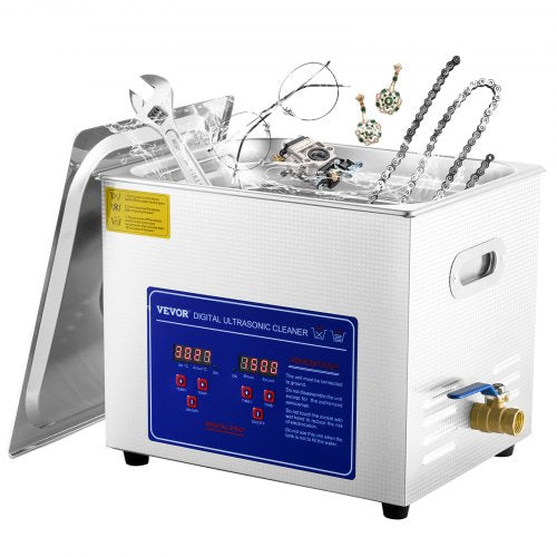 10L Ultrasonic Cleaner Machine Stainless Steel Ultrasonic Cleaning Machine Digital Heater Timer Jewelry Cleaning for Commercial Personal Home Use(10L)