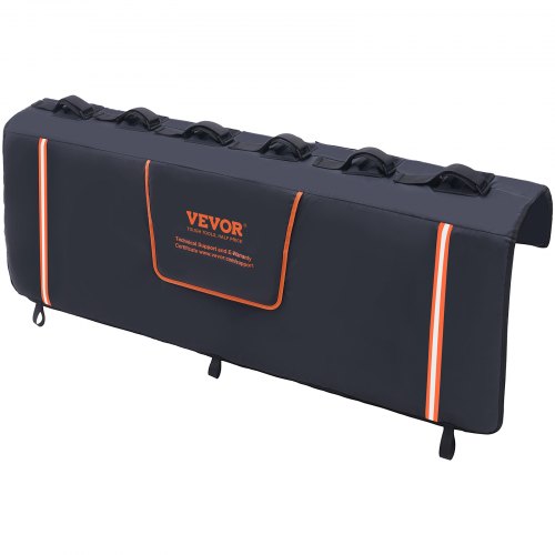 Tailgate Bike Pad, 62" Truck Tailgate Pad Carry 6 Mountain Bikes, Upgraded Grooves Tailgate Protection Pad with Reflective Strips and Tool Pockets, with Camera Opening for Most Pickup Trucks