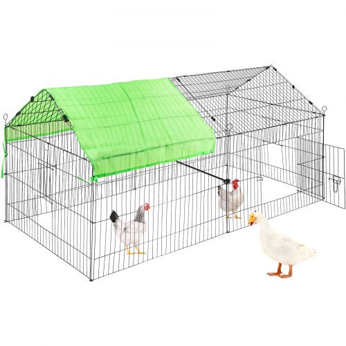 Chicken Coop, 71" x 30" x 30", Rabbit Run Enclosure Pen with Waterproof and Sun-proof Cover for Outdoor, Indoor, Backyard, and Farm, Metal Pet Playpen Cage for Small Animals, Duck, Hen