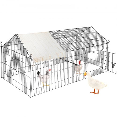 Chicken Coop, 87" x 41.7" x 41", Rabbit Run Enclosure Pen with Waterproof and Sun-proof Cover for Outdoor, Indoor, Backyard, and Farm, Metal Pet Playpen Cage for Small Animals, Duck, Hen