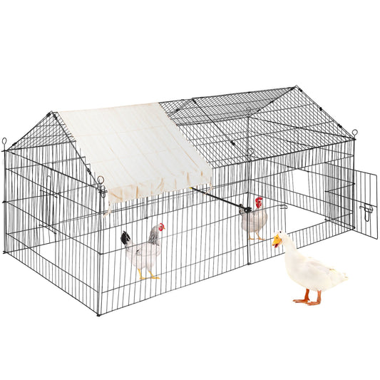 Chicken Coop, 87" x 41.7" x 41", Rabbit Run Enclosure Pen with Waterproof and Sun-proof Cover for Outdoor, Indoor, Backyard, and Farm, Metal Pet Playpen Cage for Small Animals, Duck, Hen