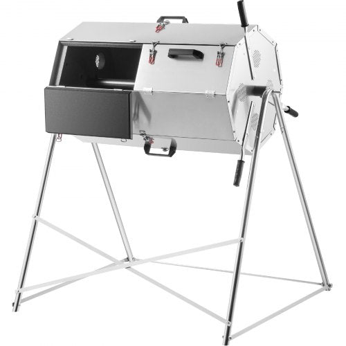 Compost Tumbler, 270L, Rustproof Stainless Steel Dual-chamber Garden Composter, Heavy-duty, All-season Outdoor Compost Bin, Fast-working System for Composting Kitchen ＆ Yard Waste