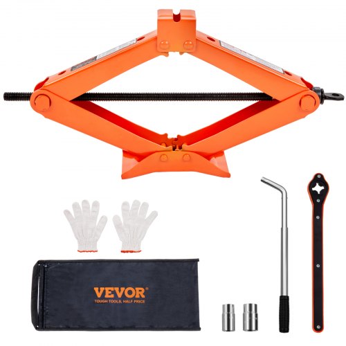 Scissor Jack, 2.5 Ton/5512 lbs Scissor Car Jack, 3.7"-17.1" Lifting Range Scissor Lift Jack with Ratcheting Handle and L-Wrench, Portable Tire Jack for Cars Trucks Sedans MPVs