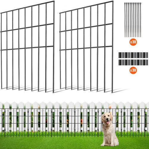 Garden Fence, No Dig Fence 17''(H)x13''(L) Animal Barrier Fence, Underground Decorative Garden Fencing with 1.5 inch Spike Spacing, Metal Dog Fence for the Yard and Outdoor Patio, 19 Pack