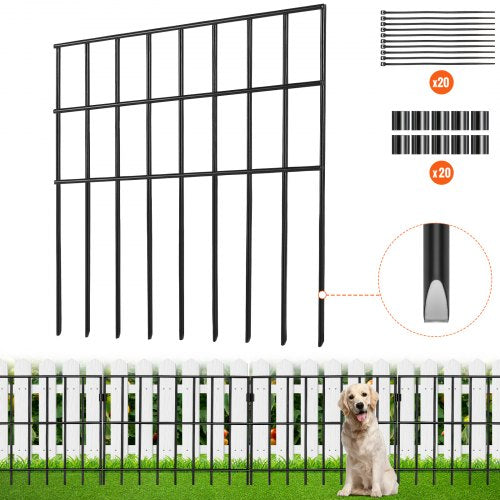 Garden Fence, No Dig Fence 17''(H)x13''(L) Animal Barrier Fence, Underground Decorative Garden Fencing with 1.5 inch Spike Spacing, Metal Dog Fence for the Yard and Outdoor Patio, 10 Pack