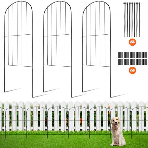 Garden Fence, No Dig Fence 24''(H)x13''(L) Animal Barrier Fence, Underground Decorative Garden Fencing with 2 inch Spike Spacing, Metal Dog Fence for the Yard and Outdoor Patio, 28 Pack
