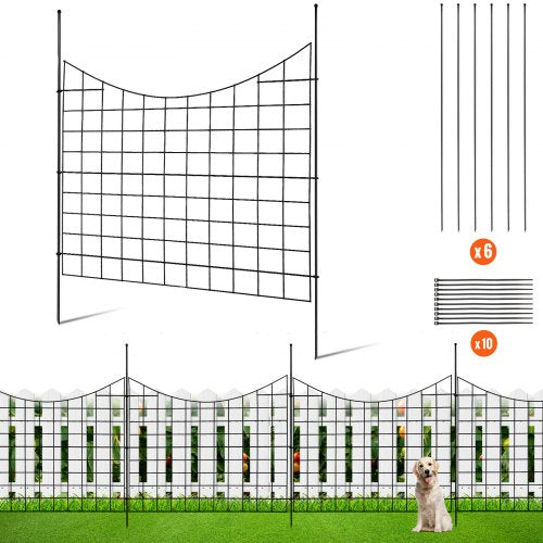 Garden Fence, No Dig Fence 36.6''(H)x29.5''(L) Animal Barrier Fence, Underground Decorative Garden Fencing with 2.5 inch Spike Spacing, Metal Dog Fence for the Yard and Outdoor Patio, 5 Pack