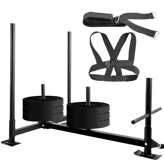 Fitness Sled Black 44 x 30.5 x 36inch Weight Training Sled Premium Iron with Black Powder Coat Speed Training Sled for Athletic Exercise and Speed Improvement