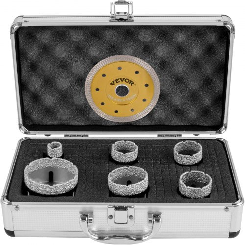 Diamond Drill Bits 6PCS Diamond Hole Saw 20/35/38/40/50/68mm Tile Hole Saw Kit Vacuum Brazed Diamond Drill Bit 0.59in/15mm Segment Tile Hole Saw w Storage Case for Tile Ceramic Porcelain Marble