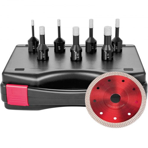 Diamond Drill Bits 7PCS Diamond Hole Saw 6/6/8/8/10/12/14mm Tile Hole Saw Kit Vacuum Brazed Diamond Drill Bit 0.59in/15mm Segment Tile Hole Saw w Storage Case for Tile Ceramic Porcelain Marble