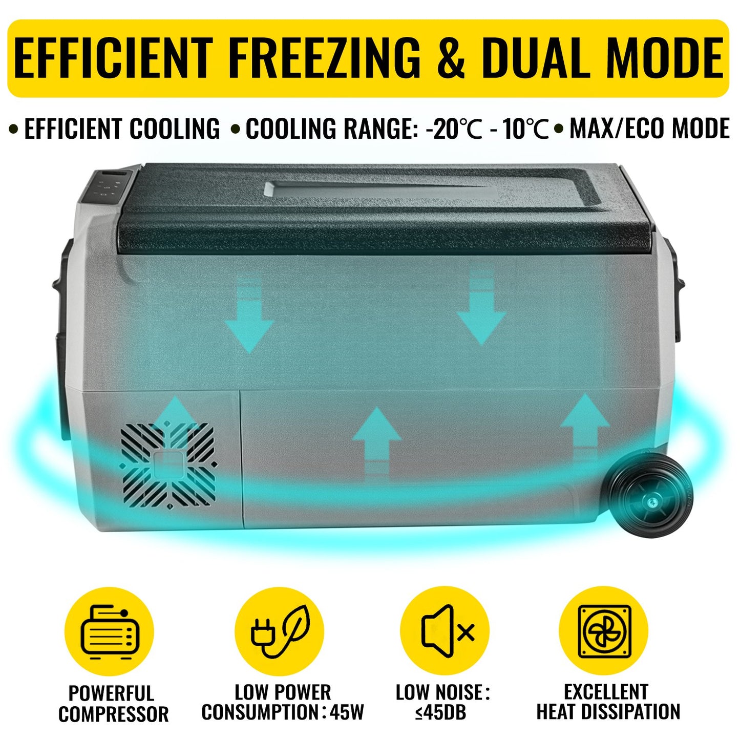 Portable Car Freezer, 36L Portable Refrigerator Freezer, Dual Storage Zone Camping Freezer, -4℉~50℉ 12 Volt Fridge Freezer, Car Freezer for Car and Home Use, DC 12/24V, AC 100-240V, USB Port