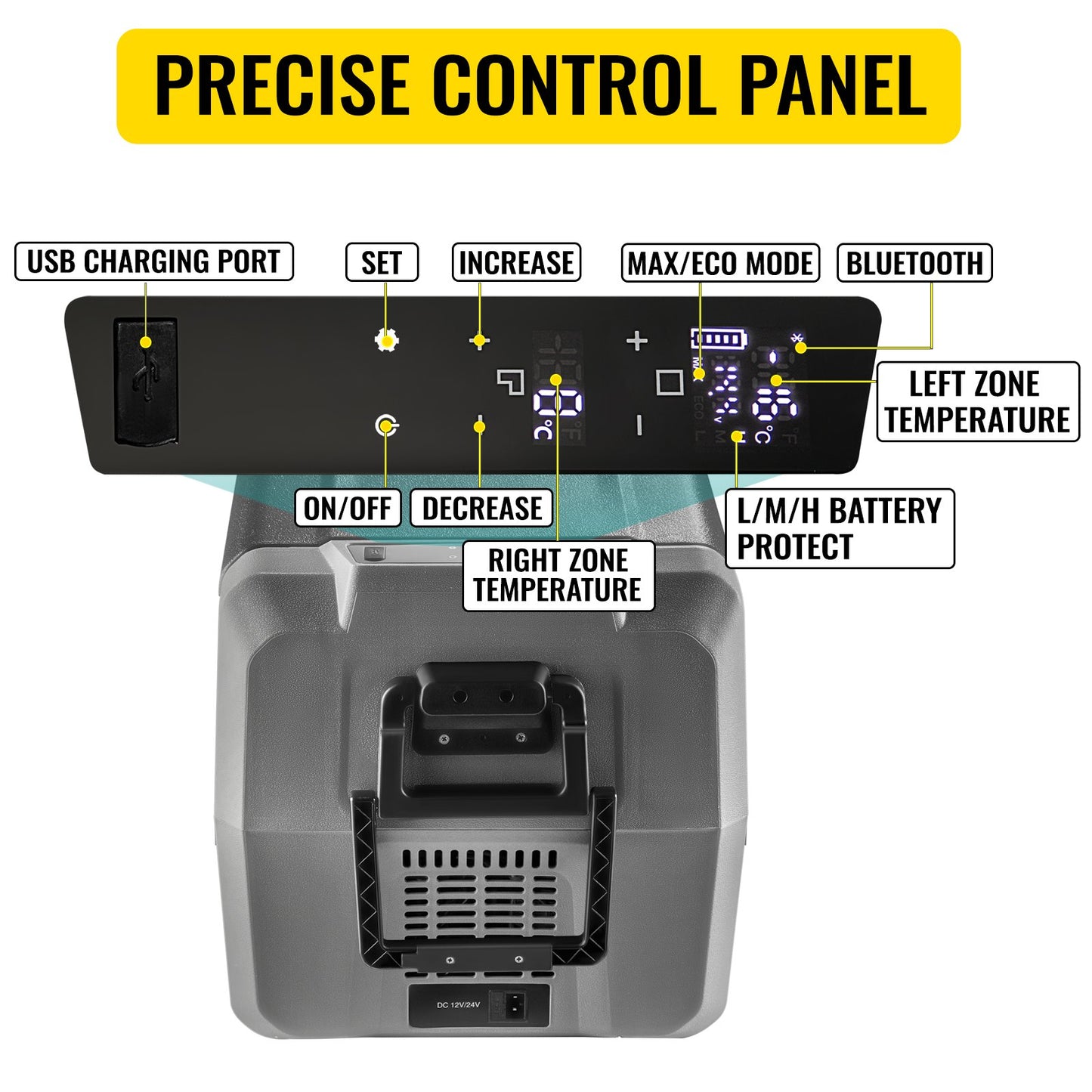 Portable Car Freezer, 36L Portable Refrigerator Freezer, Dual Storage Zone Camping Freezer, -4℉~50℉ 12 Volt Fridge Freezer, Car Freezer for Car and Home Use, DC 12/24V, AC 100-240V, USB Port