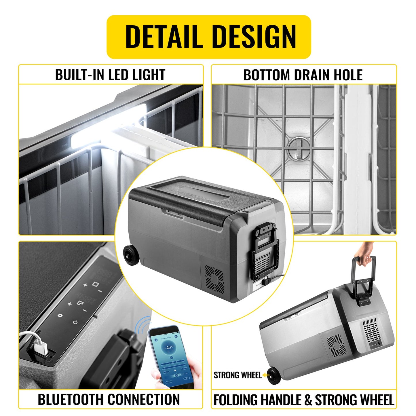Portable Car Freezer, 36L Portable Refrigerator Freezer, Dual Storage Zone Camping Freezer, -4℉~50℉ 12 Volt Fridge Freezer, Car Freezer for Car and Home Use, DC 12/24V, AC 100-240V, USB Port