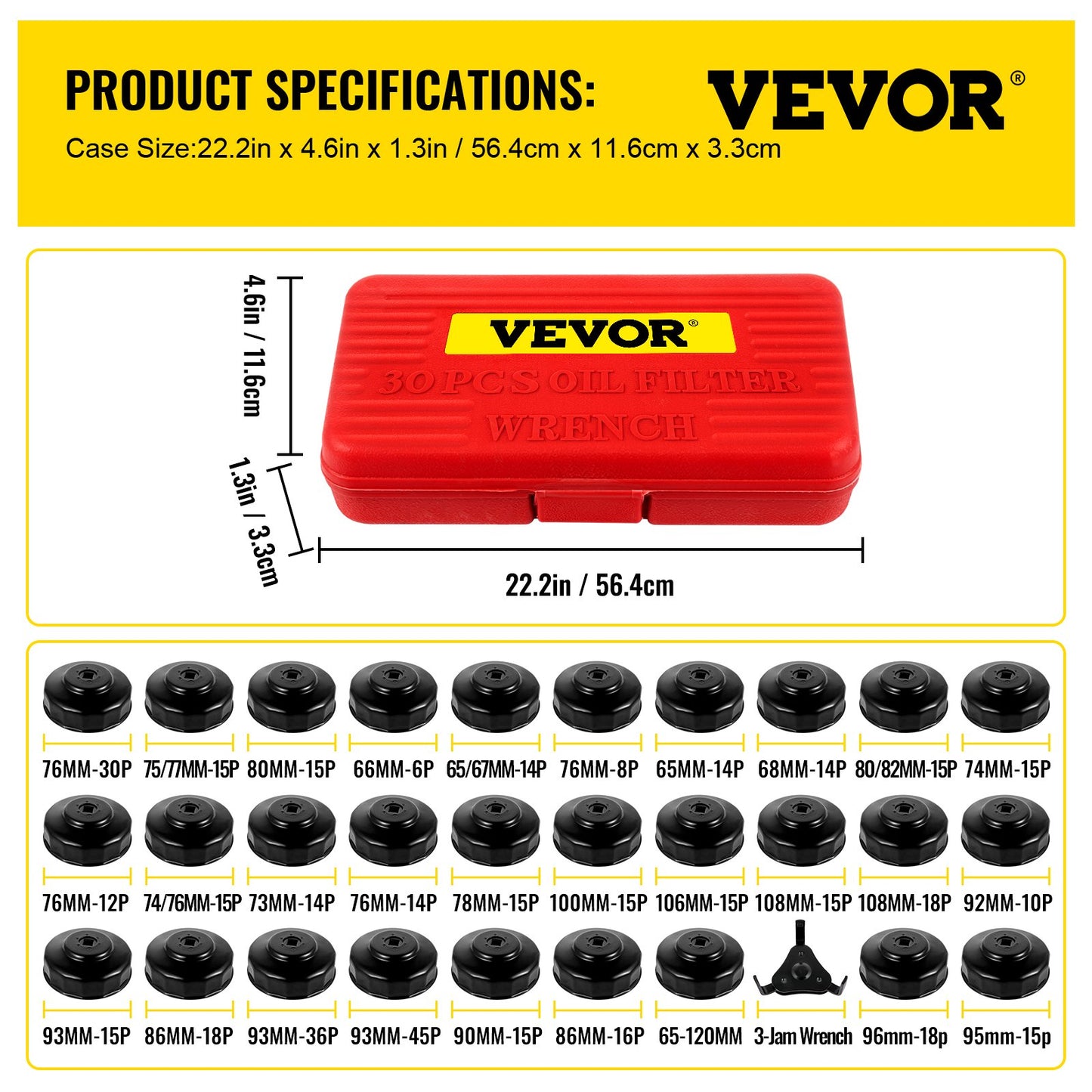 Oil Filter Socket Set Cup Socket Tool Set 30 PCS Oil Filter Cap Wrench