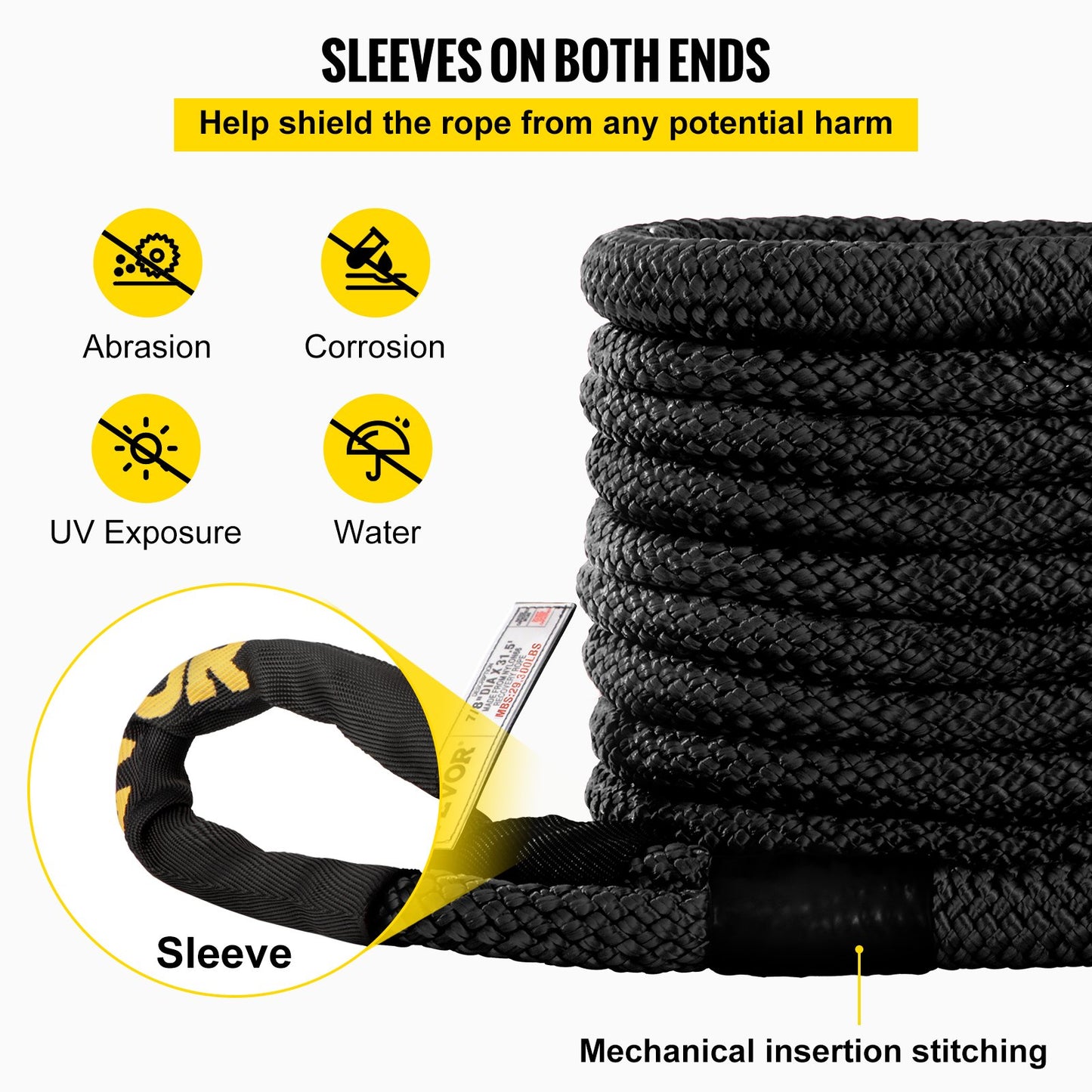 Kinetic Energy Recovery Rope Tow Rope 7/8" x 31.5' 29300LBS with Carry Bag