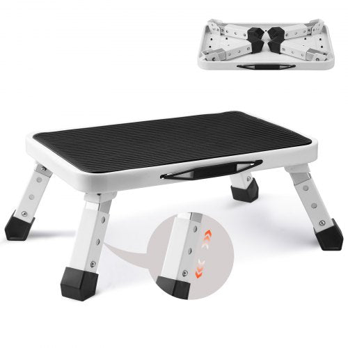 Step Stool 1-Step 150KG Capacity, Folding Steel Step Ladder 3 Adjustable Height, Portable Toddler Step Stools for Adults, Non-Slip Sturdy Step Ladders for Office, RVs, Pets, Bathrooms,Bedrooms