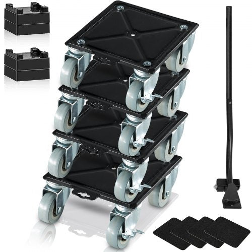 Furniture Dolly, Furniture Moving Dollies with 360° Rotation PP Wheels & Enhance Carbon Steel Panel, Furniture Mover Tool Set with 1.9’’ Wheel for Furniture Lifting and Moving, LxW (6.4’’x6.9’’)