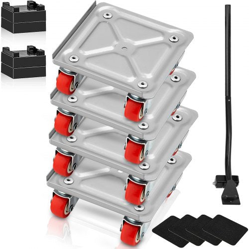 Furniture Dolly, Furniture Moving Dollies with 360° PP Swivel Wheels & Carbon Steel Panel, 250 Lbs Capacity Furniture Lift Mover Tool Set for Moving Heavy Furniture Refrigerator Sofa