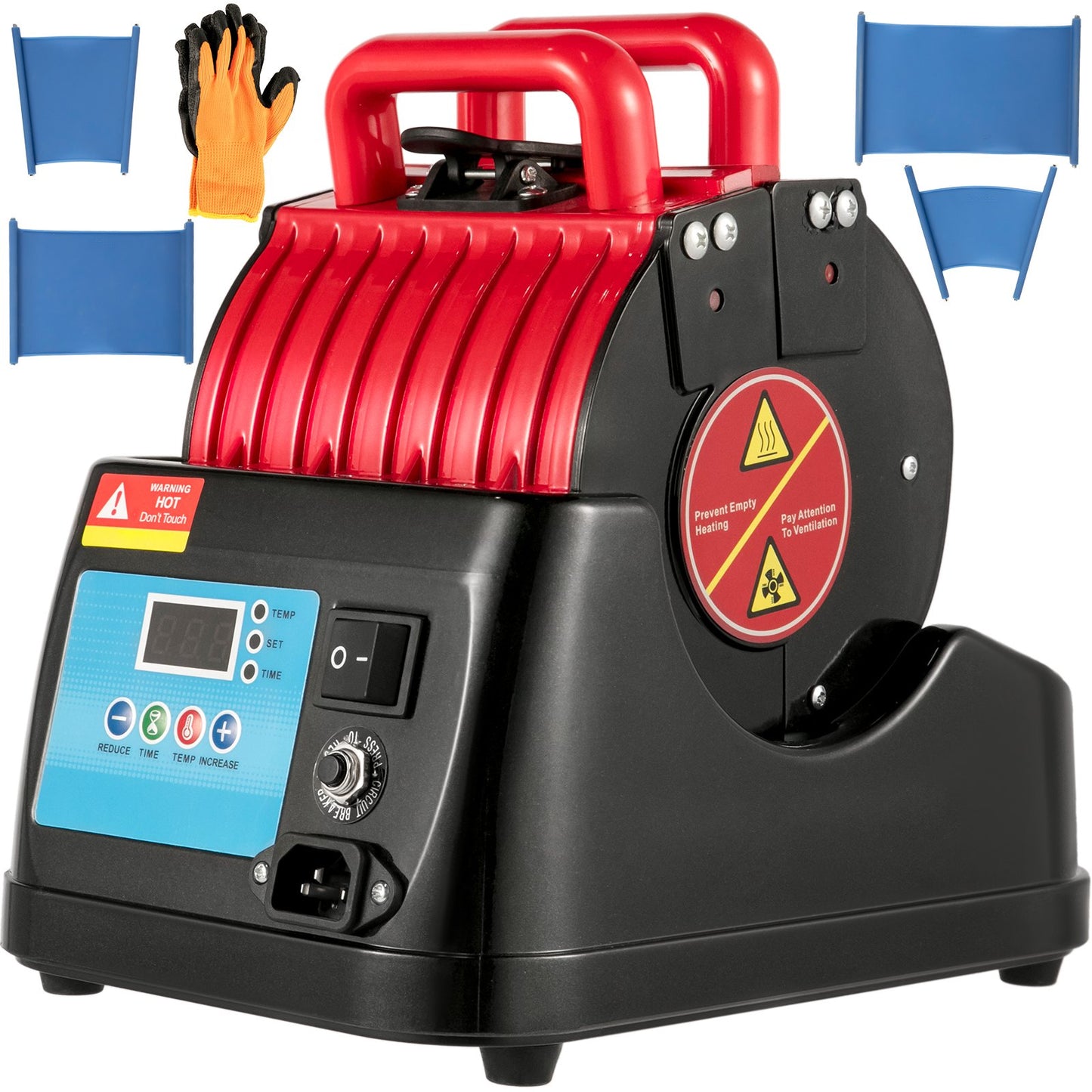 Mug Press 600W Mug Heat Press 4 In 1 Heat Press Bottle Red Mug Cup Heat Press Machine Mug Sublimation Heat Press for Transferring Pictures on 11oz, 9oz, 1.5oz, 3oz Mugs, Wine Glasses and Bottles