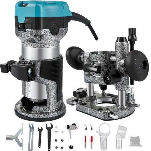 Router Tool, 710W Wood Router, Router for Woodworking w/ Three Router Collets, Wood Router Tool w/ Fixed & Plunge Base, Woodworking Router w/ Aluminum Shell and 13000-33000 r/min Rotating Speed