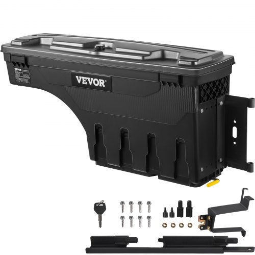 Truck Bed Storage Box, Lockable Lid, Waterproof ABS Wheel Well Tool Box 6.6 Gal/20 L, Compatible with Chevrolet Silverado 1500 GMC Sierra 1500 2019-2021, Passenger Side, Black
