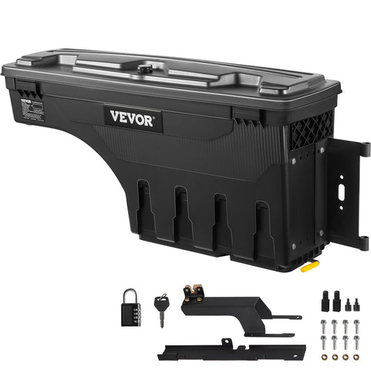 Truck Bed Storage Box, Lockable Lid, Waterproof ABS Wheel Well Tool Box 6.6 Gal/20 L with Password Padlock, Compatible with Super Duty 2017-2021, Passenger Side, Black