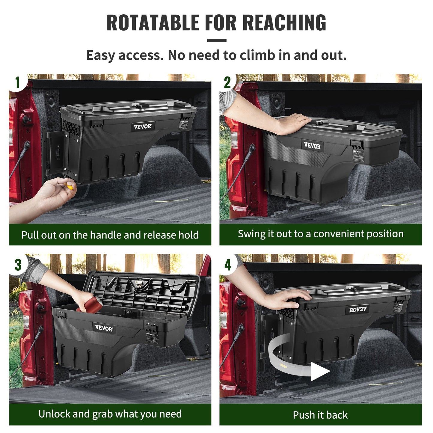 Truck Bed Storage Box, Lockable Lid, Waterproof ABS Wheel Well Tool Box 6.6 Gal/20 L, Compatible with Chevrolet Silverado 1500 GMC Sierra 1500 2019-2021, Driver Side, Black