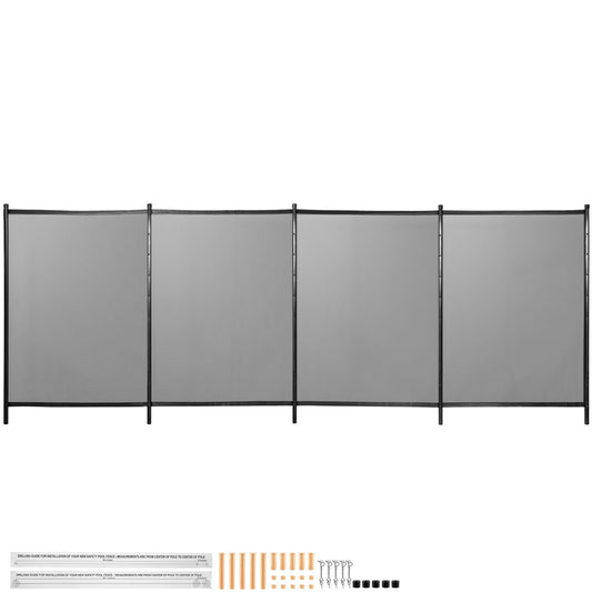 Pool Fencing Mesh, 4 x 12 ft Swimming Pool Fence, 1000D PVC Fabric Removable Pool Fence with Aluminum Poles and Foot Tubes, Breathable Pool Fences for Inground Pools for Security and Privacy