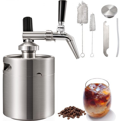 Nitro Cold Brew Coffee Maker 2L Nitro Brew Coffee Maker Stainless Steel Nitro Coffee Maker Portable Cold Brew Coffee Maker with Brushes Home Brew Kit