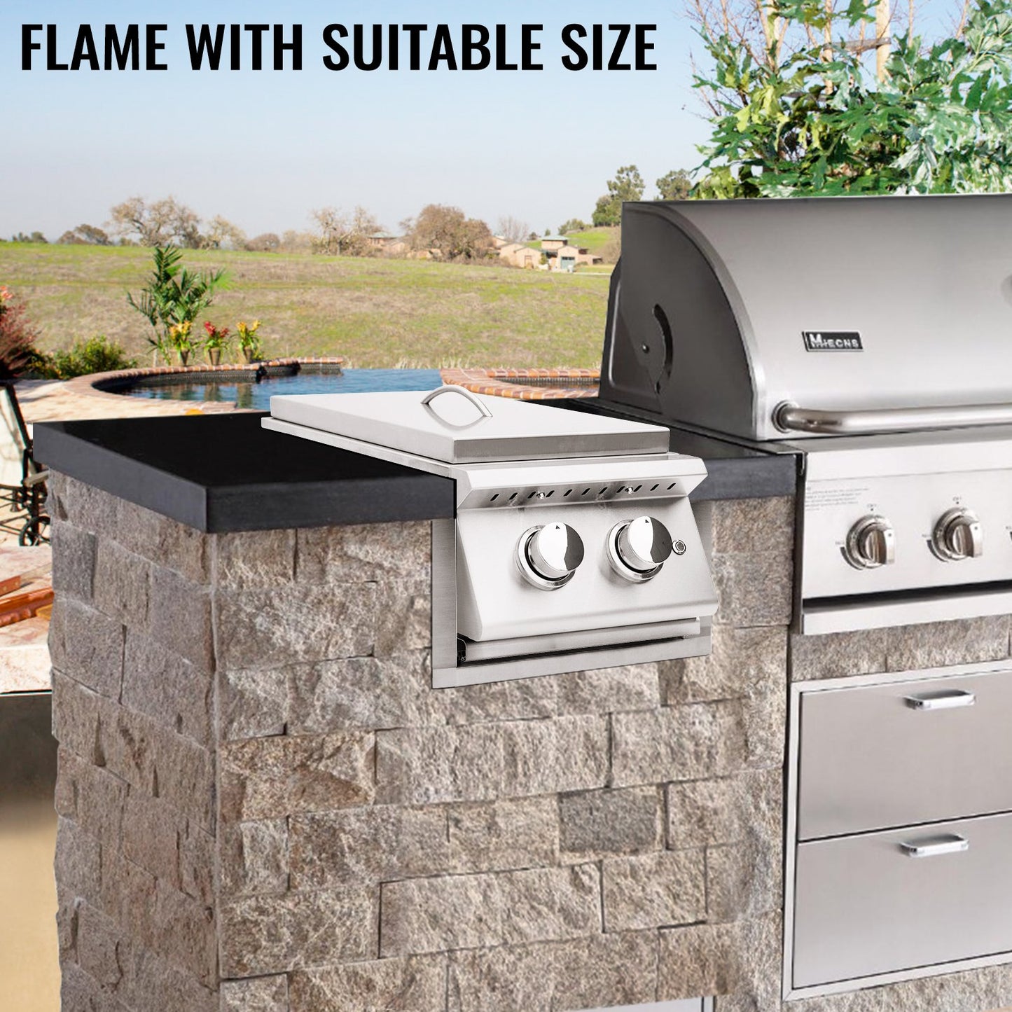 Outdoor Finishing Frame, 12.2 x 18 Inch Frame Finishing, Stainless Steel Outdoor BBQ Frame for Double Side Burner, Grill Finishing Frame, Suitable for Outdoor Kitchen and BBQ Island
