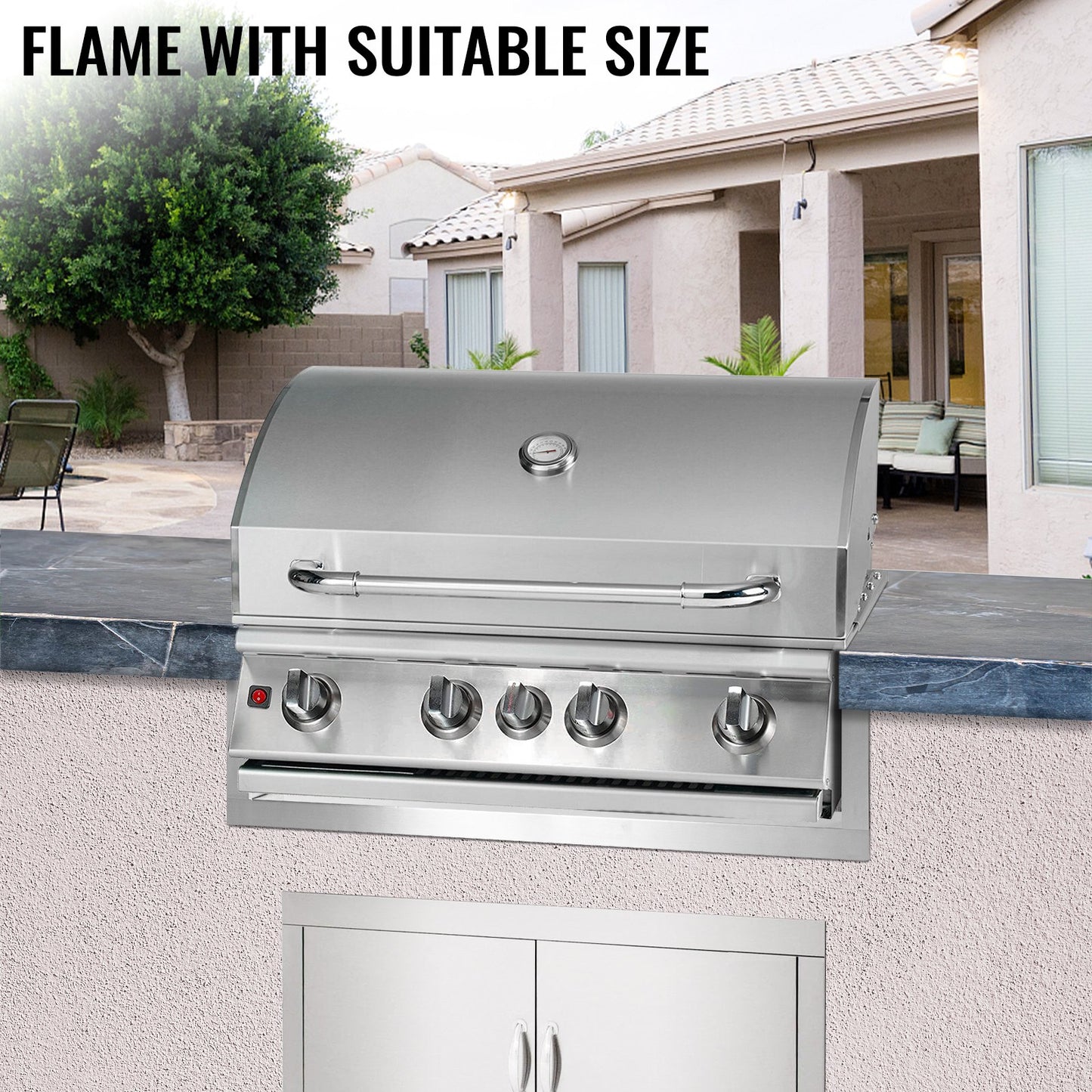 Outdoor Finishing Frame, 45.2 x 15 Inch Frame Finishing, Stainless Steel Outdoor BBQ Frame for 38 Inch Built-In Grill, Grill Finishing Frame, Suitable for Outdoor Kitchen and BBQ Island