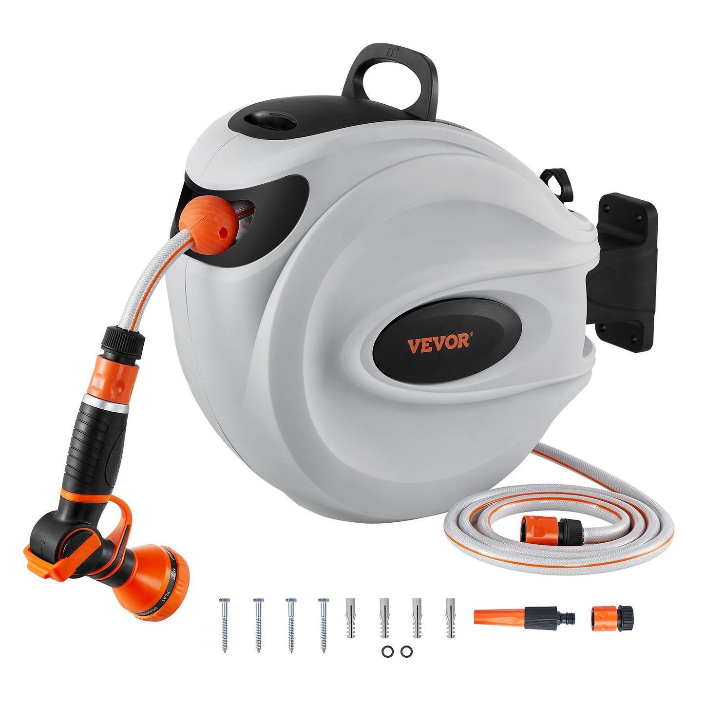 Retractable Hose Reel Water Hose Reel 115'x1/2" 180° Swivel Wall-Mounted