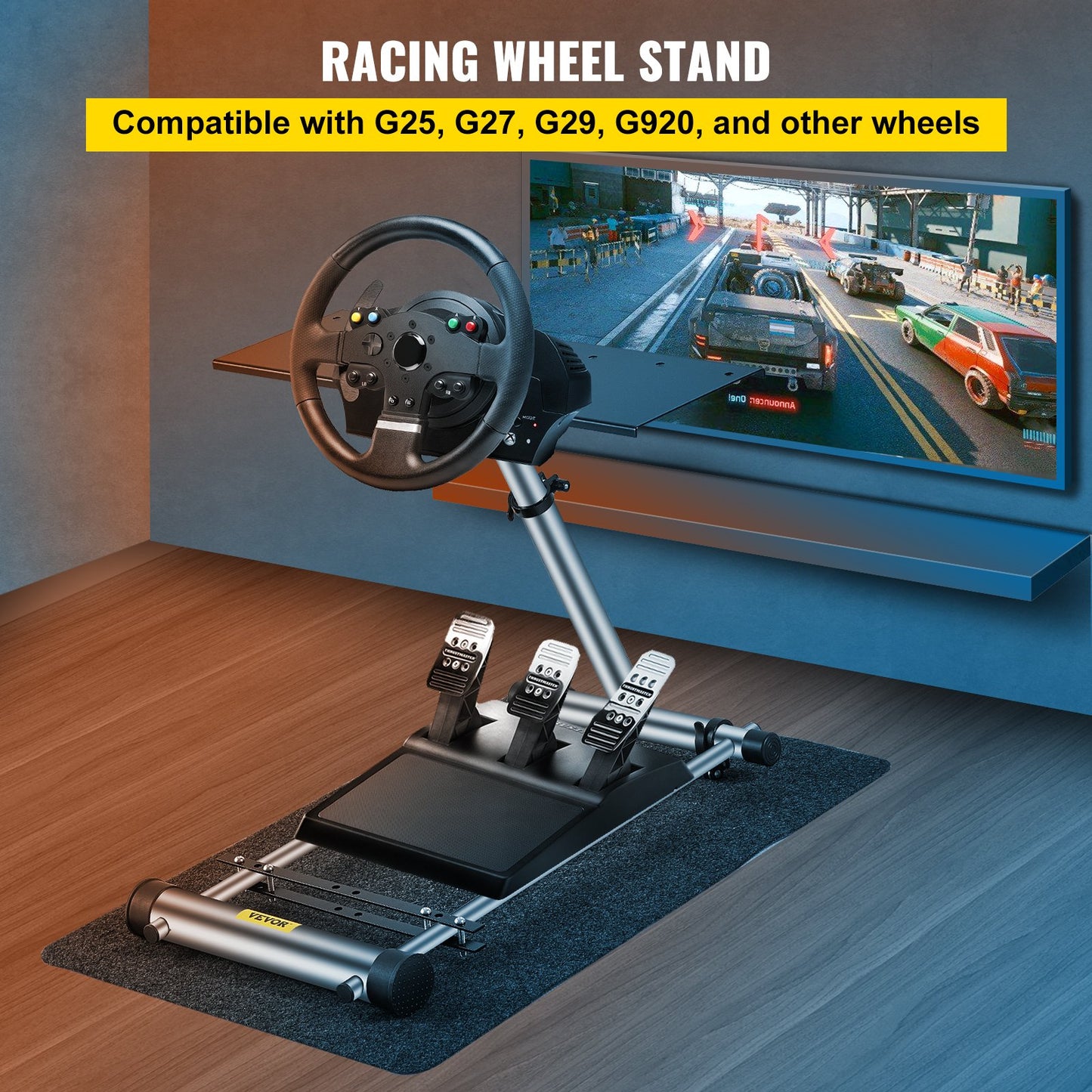 360 Degree Steering Wheel Stand G920 Adjustable Racing Wheel Stand Shifter Mount Stand fit for Logitech G29/G920/G25/G27 Racing Wheel Frame,Wheel Pedals Not Included