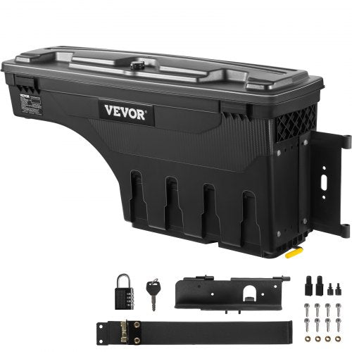 Truck Bed Storage Box, Lockable Lid, Waterproof ABS Wheel Well Tool Box 6.6 Gal/20 L with Password Padlock, Compatible with Tundra 2007-2021, Passenger Side, Black