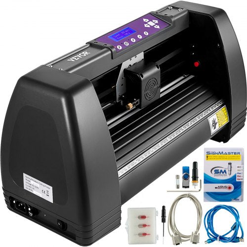 Vinyl Cutter Machine, 375mm Vinyl Printer, 14 inch Maximum Paper Feed Plotter Printer U-disk Offline Vinyl Cutting Machine 10-500g Adjustable Force and 10-800?mm/s Speed for Sign Making Plotter