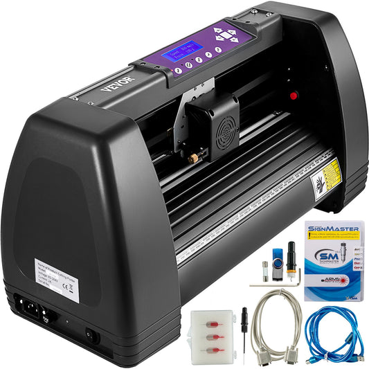 Vinyl Cutter Machine, 375mm Vinyl Printer, 14 inch Maximum Paper Feed Plotter Printer U-disk Offline Vinyl Cutting Machine 10-500g Adjustable Force and 10-800?mm/s Speed for Sign Making Plotter