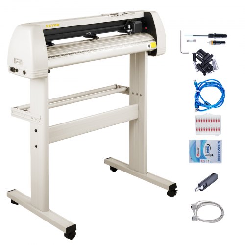 Vinyl Cutter 720mm Vinyl Cutter Machine Maximum Paper Feed 28inch White Vinyl Plotter Cutter Machine Vinyl Plotter with Sturdy Floor Stand Adjustable Force and Speed for Sign Making