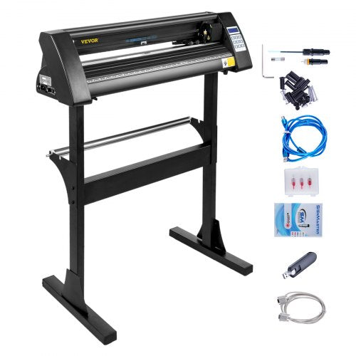 Vinyl Cutter 28 Inch Vinyl Cutter Machine 720mm Paper Feed Vinyl Plotter Cutter Machine with Sturdy Floor Stand for Cutting Paper Black