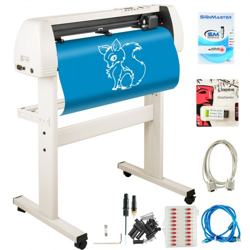 Vinyl Cutter 870mm Vinyl Cutter Machine Maximum Paper Feed 34inch White Vinyl Plotter Cutter Machine Vinyl Plotter with Sturdy Floor Stand Adjustable Force and Speed for Sign Making