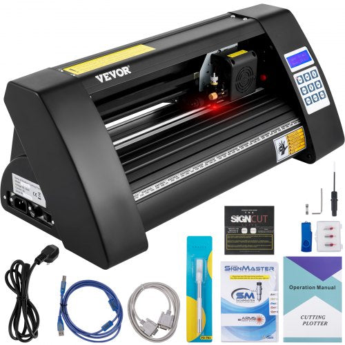 Vinyl Cutter, 375mm Vinyl Plotter, LED Screen Plotter Cutter, Semi-Automatical Built-in Optical Eye, Compatible with SignCut Software for Mac and Windows System Desktop Design