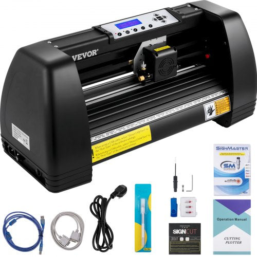 Vinyl Cutter Machine, 14" Vinyl Plotter, LCD Display Plotter Cutter, Three Adjustable  Pinch Rollers Sign Cutting Plotter, Vinyl Cutter with SignCut and Signmaster Software for Design and Cut